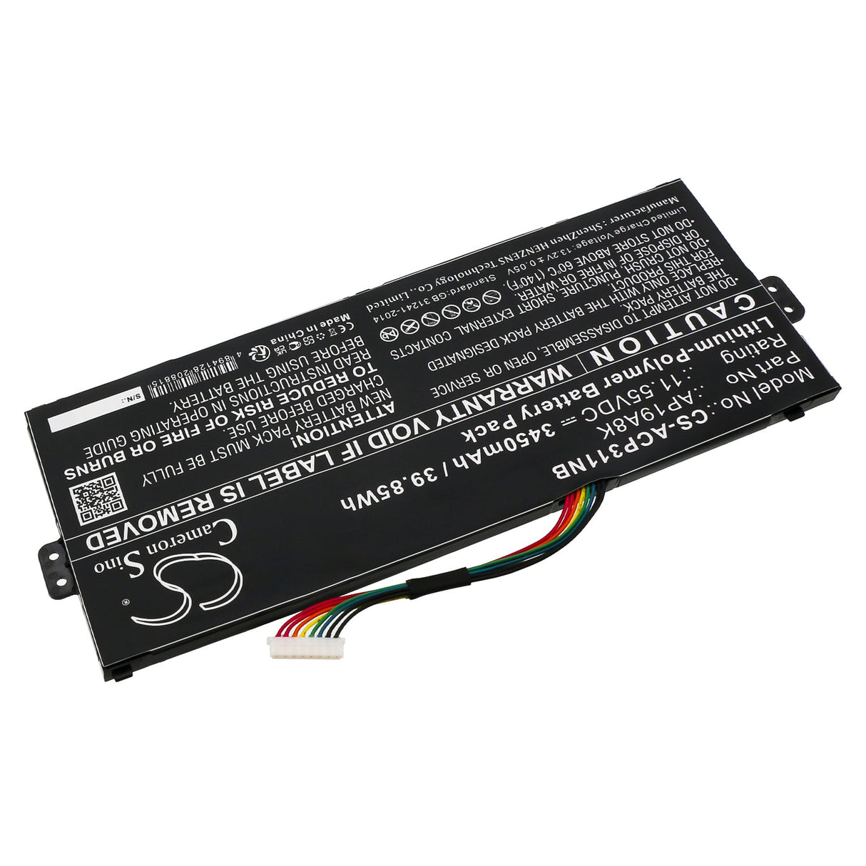 11.55V, Li-Polymer, 3450mAh, Notebook, Laptop battery fits Acer, Chromebook Spin 11 Cp311-1h-c3, Chromebook Spin 11 Cp311-1h-c9, 39.85Wh Notebook, Laptop Cameron Sino Technology Limited