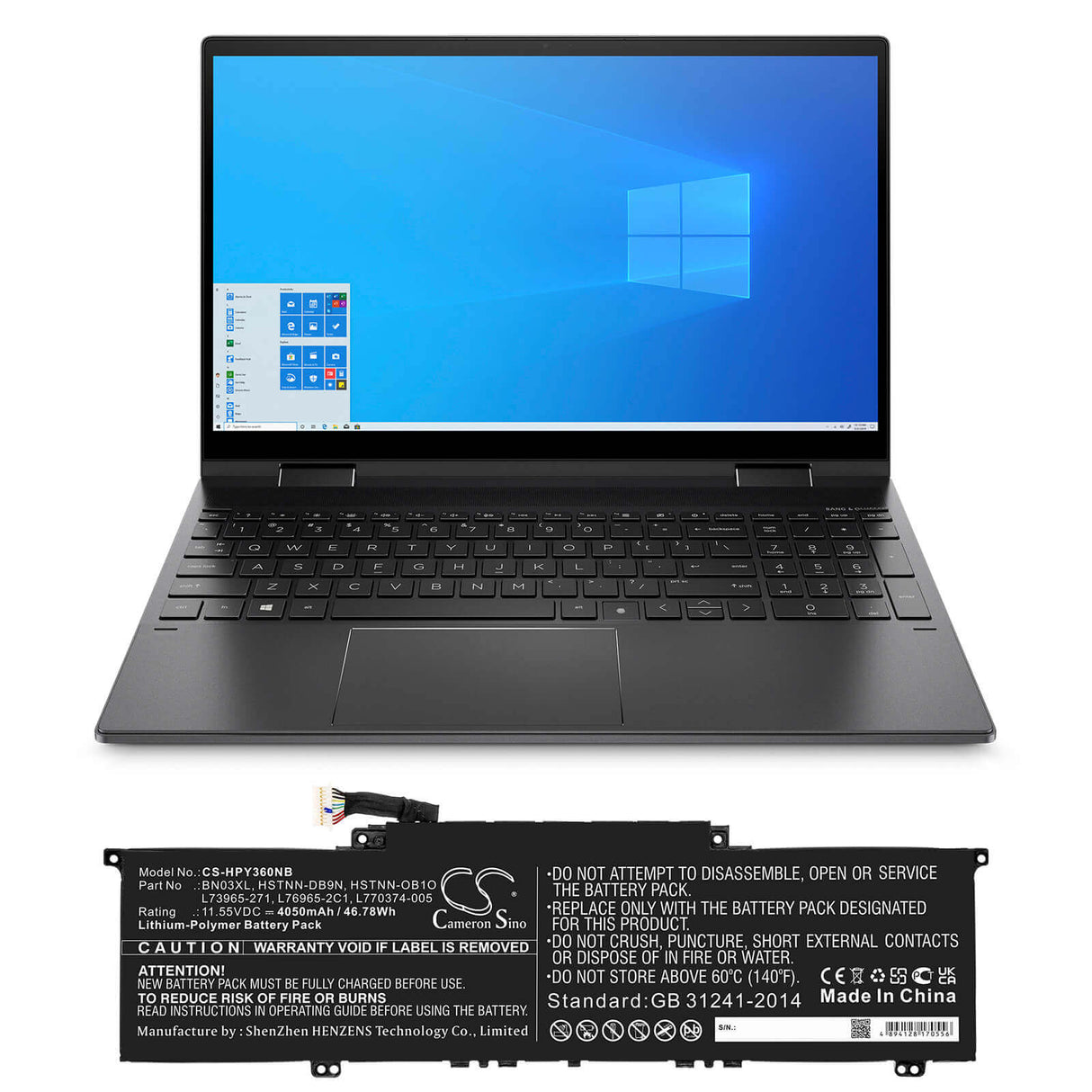 11.55v, Li-polymer, 4050mah, Battery Fit's HP Envy 15-es2003ca, Envy 13 13-ba0004nu, Envy 13 13-ba0010nr, 46.78wh Notebook, Laptop Cameron Sino Technology Limited