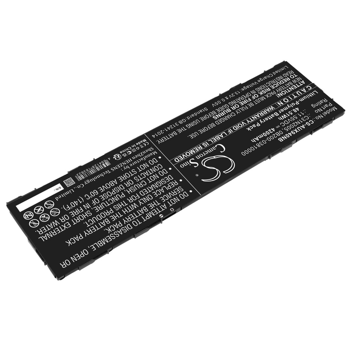 11.55v, Li-polymer, 4200mah, Battery Fits Asus, B3402fea, B3402fea-fvp1333r, 48.51wh Notebook, Laptop Cameron Sino Technology Limited   