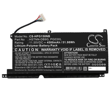 11.55v, Li-polymer, 4500mah, Battery Fits Hp Gaming Pavilion 15-dk0001ne, Gaming Pavilion 15-dk0009ng, 51.98wh Notebook, Laptop Cameron Sino Technology Limited   