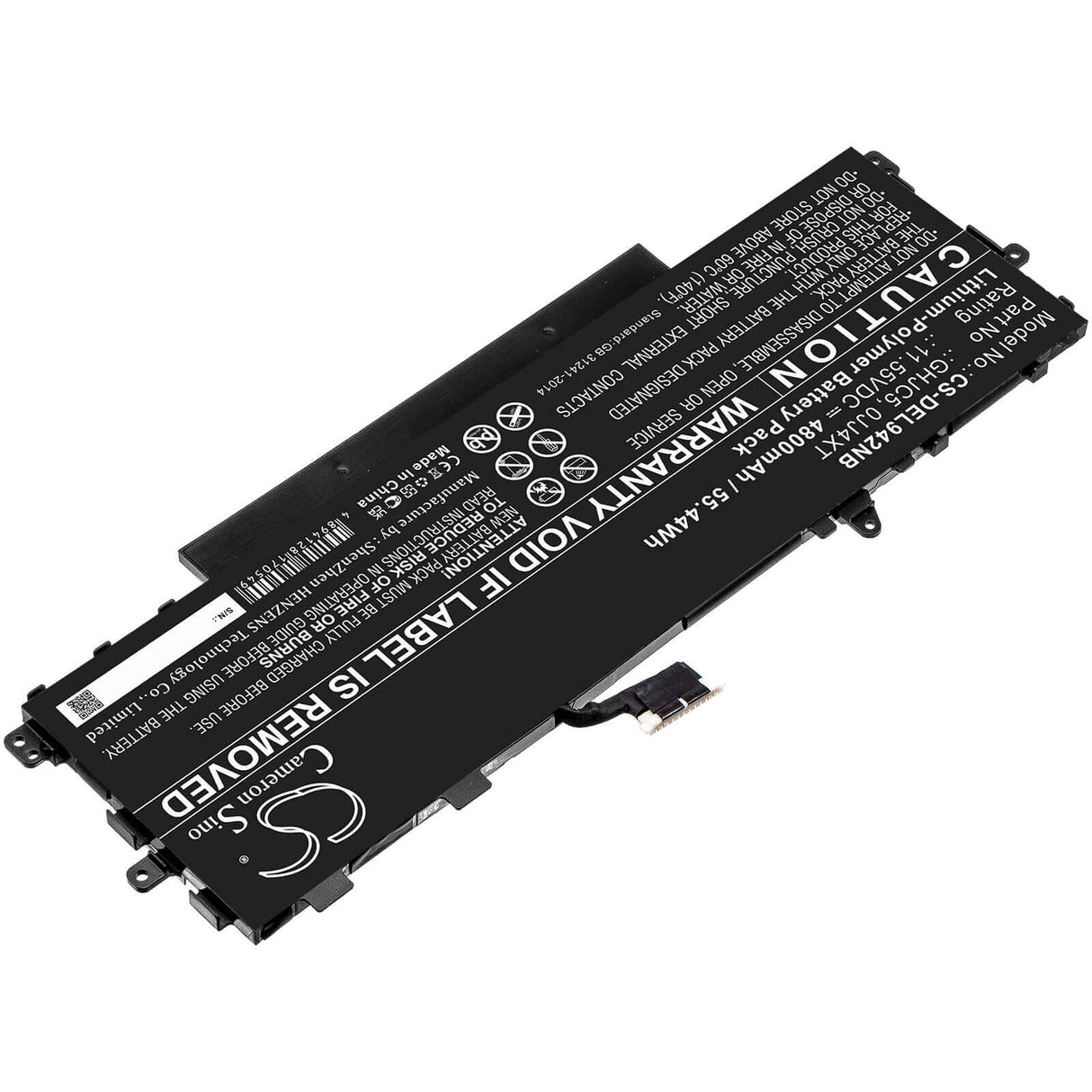 11.55v, Li-polymer, 4800mah, Battery Fit's Dell, Latitude 9420 2-in-1, 55.44wh Notebook, Laptop Cameron Sino Technology Limited   