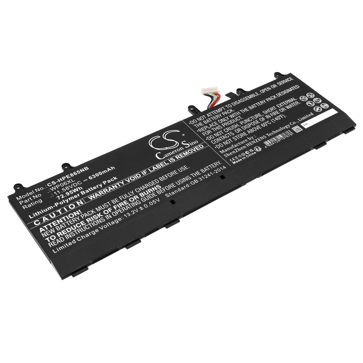 11.58v, Li-ion, 6300mah, Battery Fits Hp, Elitebook 860 G9 5z6b1ea, Elitebook 860 G9 5z6b5ea, 72.95wh Notebook, Laptop Cameron Sino Technology Limited