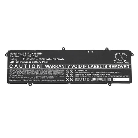 11.61V, Li-Polymer, 5500mAh, Notebook Battery fits Asus, K3605vu, K3605vv, 63.86Wh Notebook, Laptop Cameron Sino Technology Limited