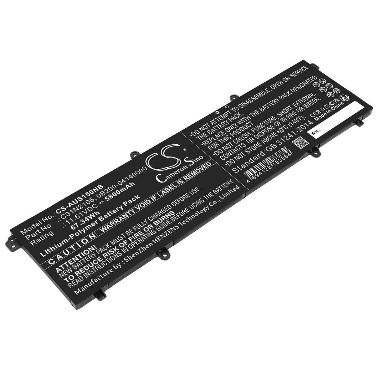 11.61v, Li-polymer, 5800mah, Notebook battery Fits Asus, Asus Vivobook 14x M1403qa, 67.34wh Notebook, Laptop Cameron Sino Technology Limited