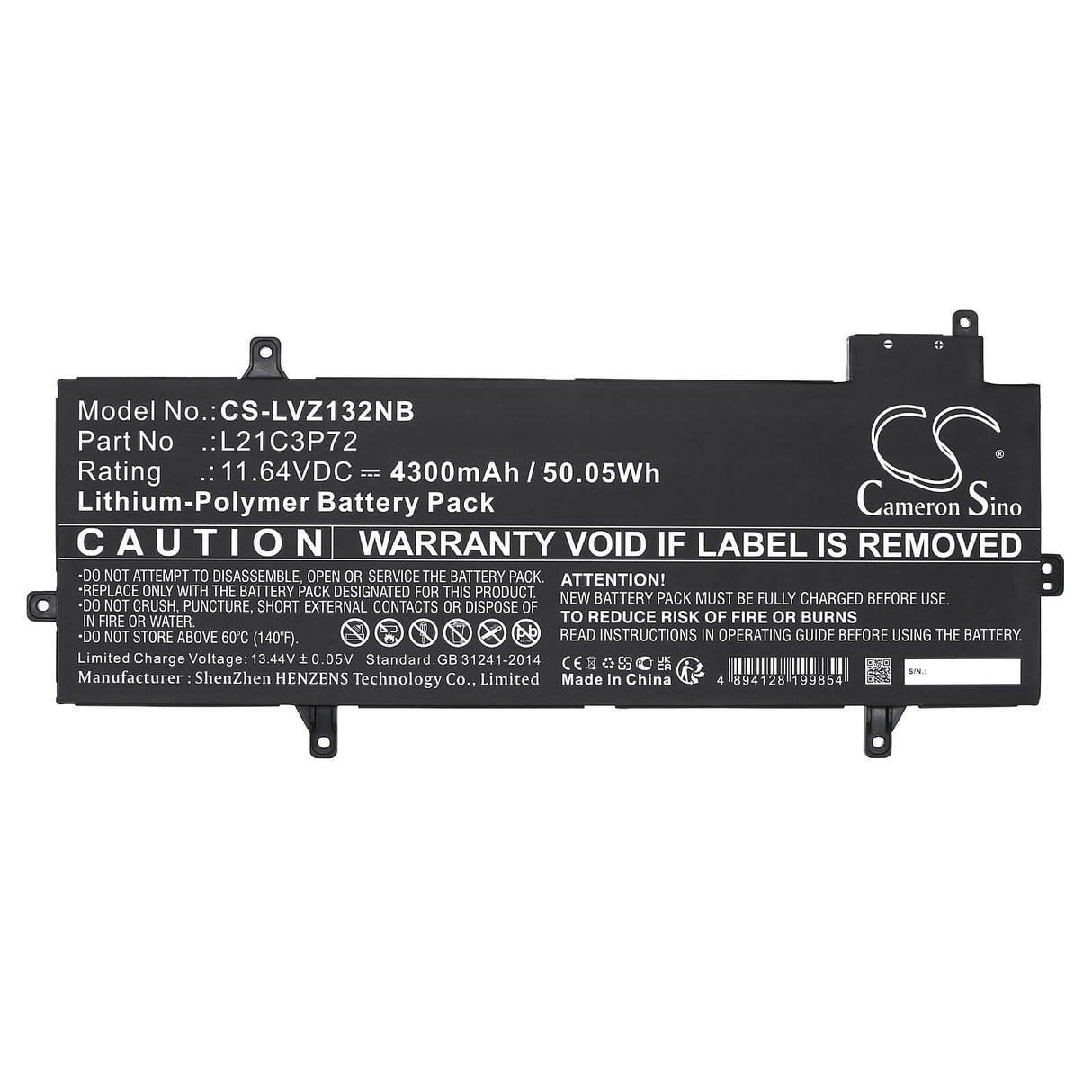 11.64V, Li-Polymer, 4300mAh, Notebook Battery fits Lenovo, Thinkpad Z13 21d2000aau, Thinkpad Z13 21d2000rca, 50.05Wh Notebook, Laptop Cameron Sino Technology Limited