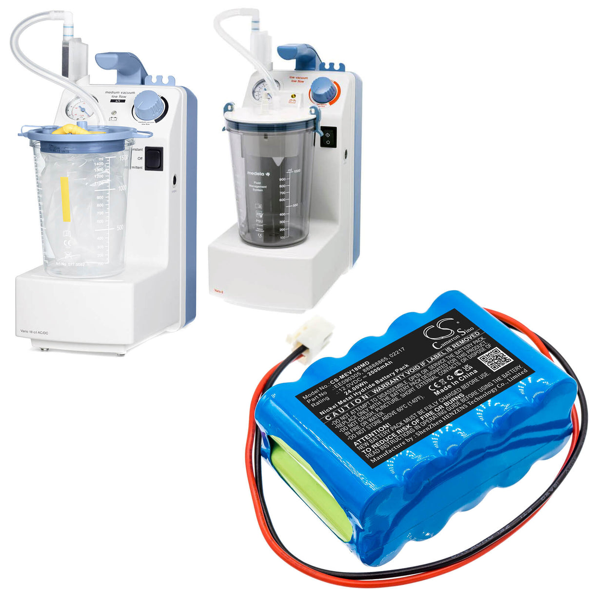 12.0V, Ni-MH, 2000mAh, Medical battery fits Medela, 2217, 18 Pump, Suction Unit Vario, 24.00Wh Medical Cameron Sino Technology Limited (Medical)