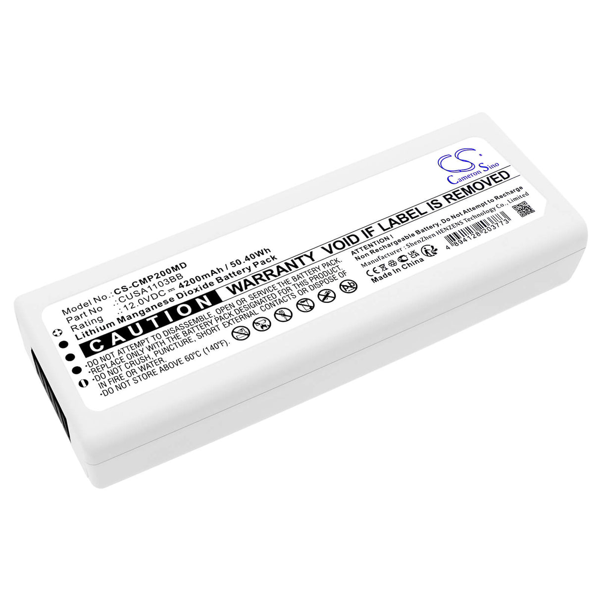 12.0v, Li-mno2, 4200mah, Medical Battery Fits CU Medical Cu-sp Serie Long, I-pad Sp1, 50.40wh Medical Cameron Sino Technology Limited (Medical)   