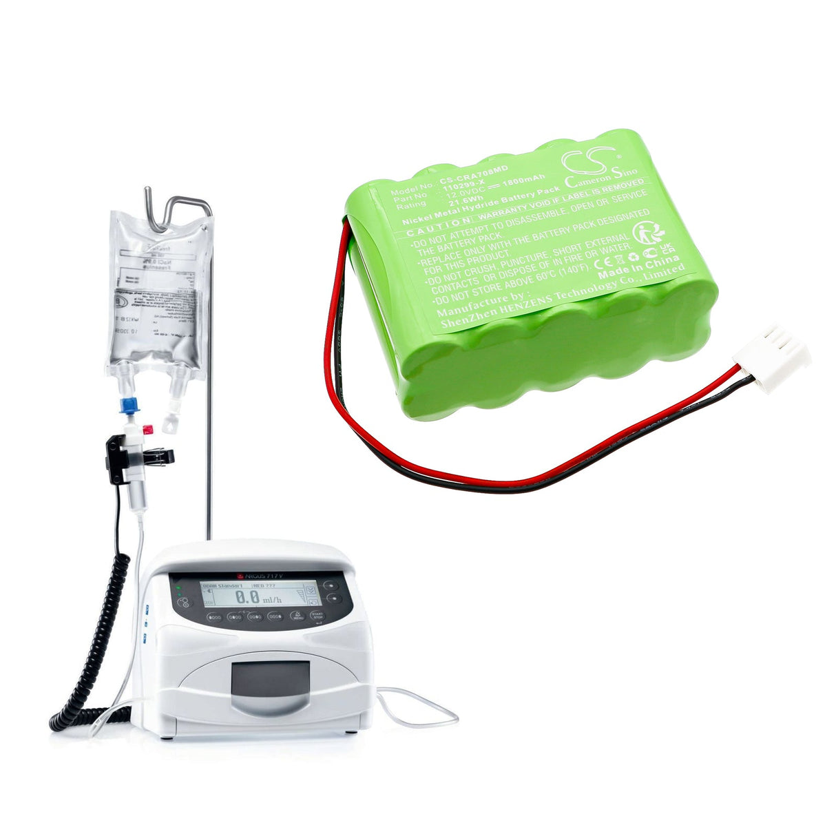 12.0V, Ni-MH, 1800mAh, Medical battery fits Codan, A707v, A708v, 21.6Wh Medical Cameron Sino Technology Limited (Medical)