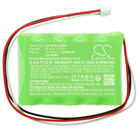 12.0V, Ni-MH, 2000mAh, Medical battery fits Sinomdt, Js-12v-2.0ah, Infusion Pump Sn-1600v, Sn-50c6, 24.00Wh Medical Cameron Sino Technology Limited (Medical)