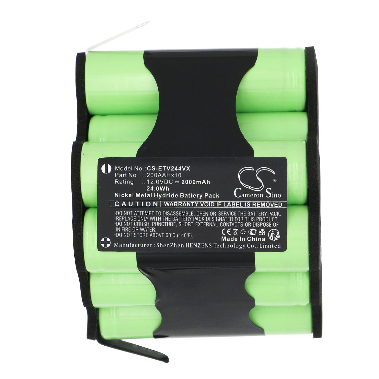 12.0V, Ni-MH, 2000mAh, Vacuum battery fits Eta, 2442 90000, 2442 90001, 24.0Wh Vacuum Cameron Sino Technology Limited