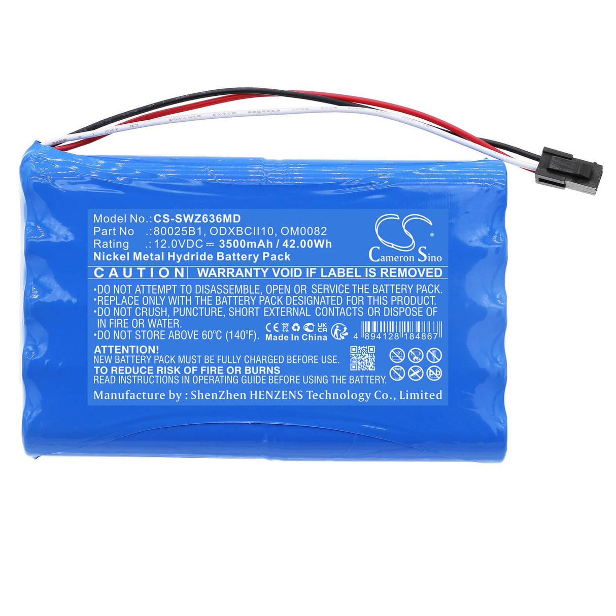 12.0V, Ni-MH, 3500mAh, Medical battery fits Smiths, 80025b1, Advisor 12-636a, Advisor Patient Monitor 12-636, 42.00Wh Medical Cameron Sino Technology Limited (Medical)
