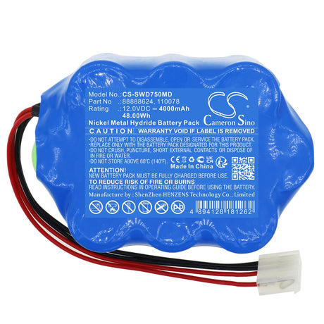 12.0V, Ni-MH, 4000mAh, Medical battery fits Simonson-wheel, 110078, Defibrillator 750, Defibrillator Dms730, 48.00Wh Medical Cameron Sino Technology Limited (Medical)