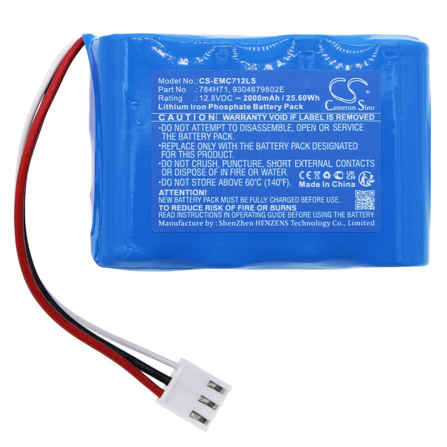 12,8V, LiFePO4, 2000mAh, Batterie d'éclairage d'urgence compatible avec Dual-lite, 784h71, Evch12, 25,60Wh Éclairage d'urgence Cameron Sino Technology Limited