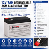 12v 7ah, 12v 7.2ah Replacement Alarm Battery Sealed Lead Acid CB Generic