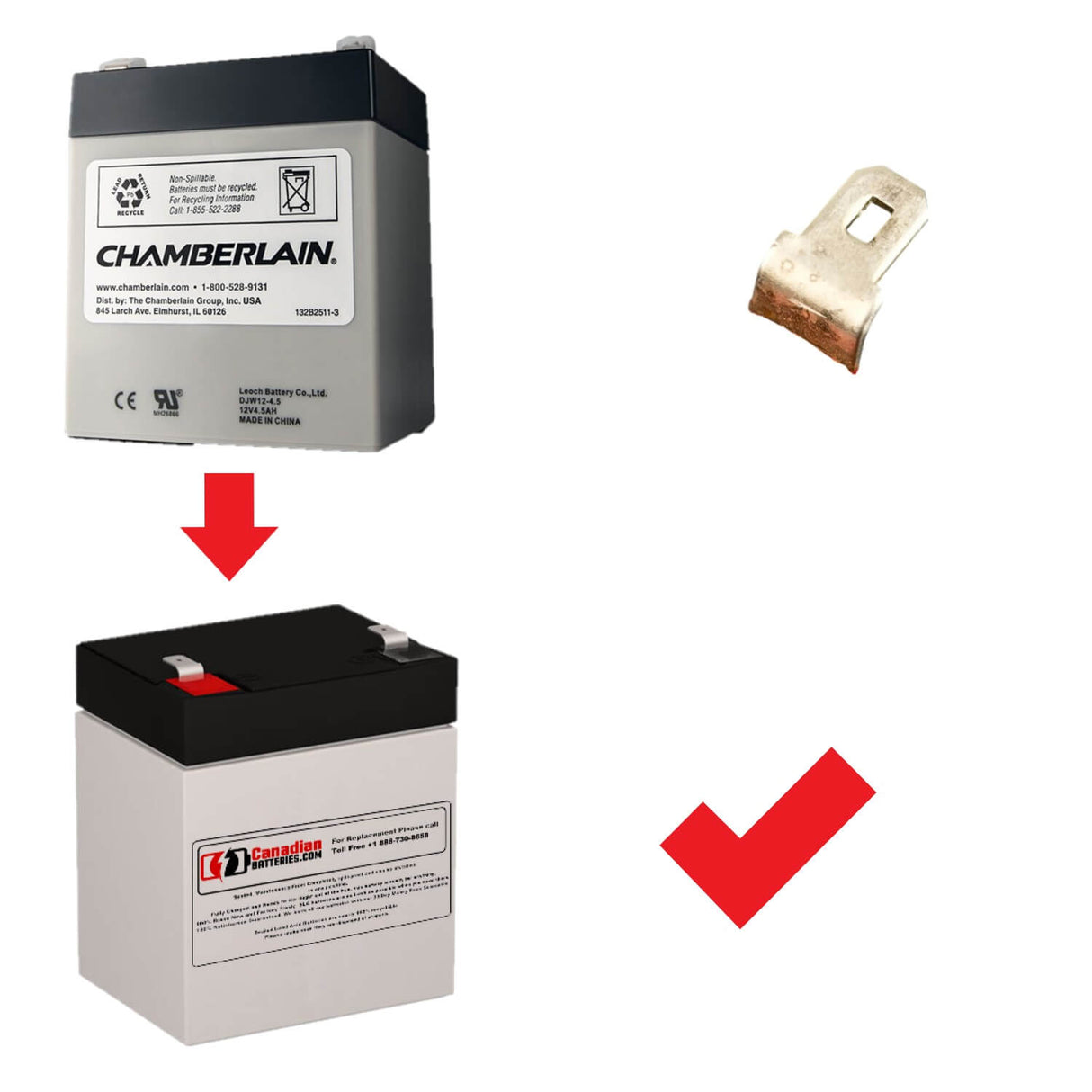 041A6357-1 for Chamberlain garage door opener, 12V 5Ah Sealed Lead Acid BB Generic