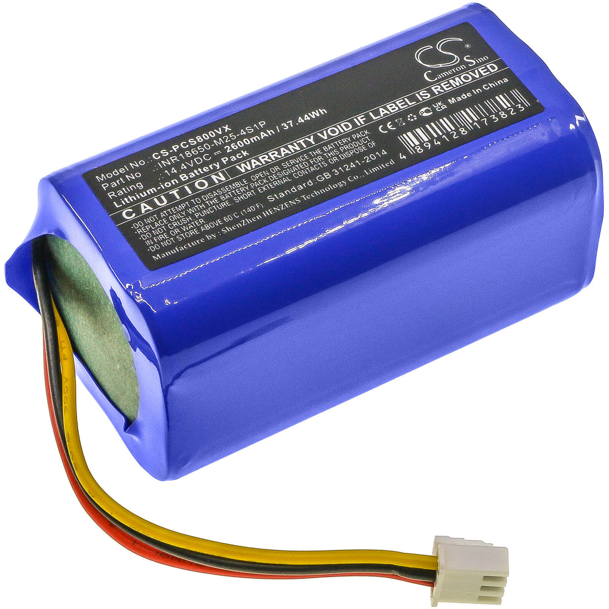 14.4V, Li-ion, 2600mAh, Vacuum battery fits Ropo, Proscenic, 800t, 820s, 820t, 37.44Wh Vacuum Cameron Sino Technology Limited
