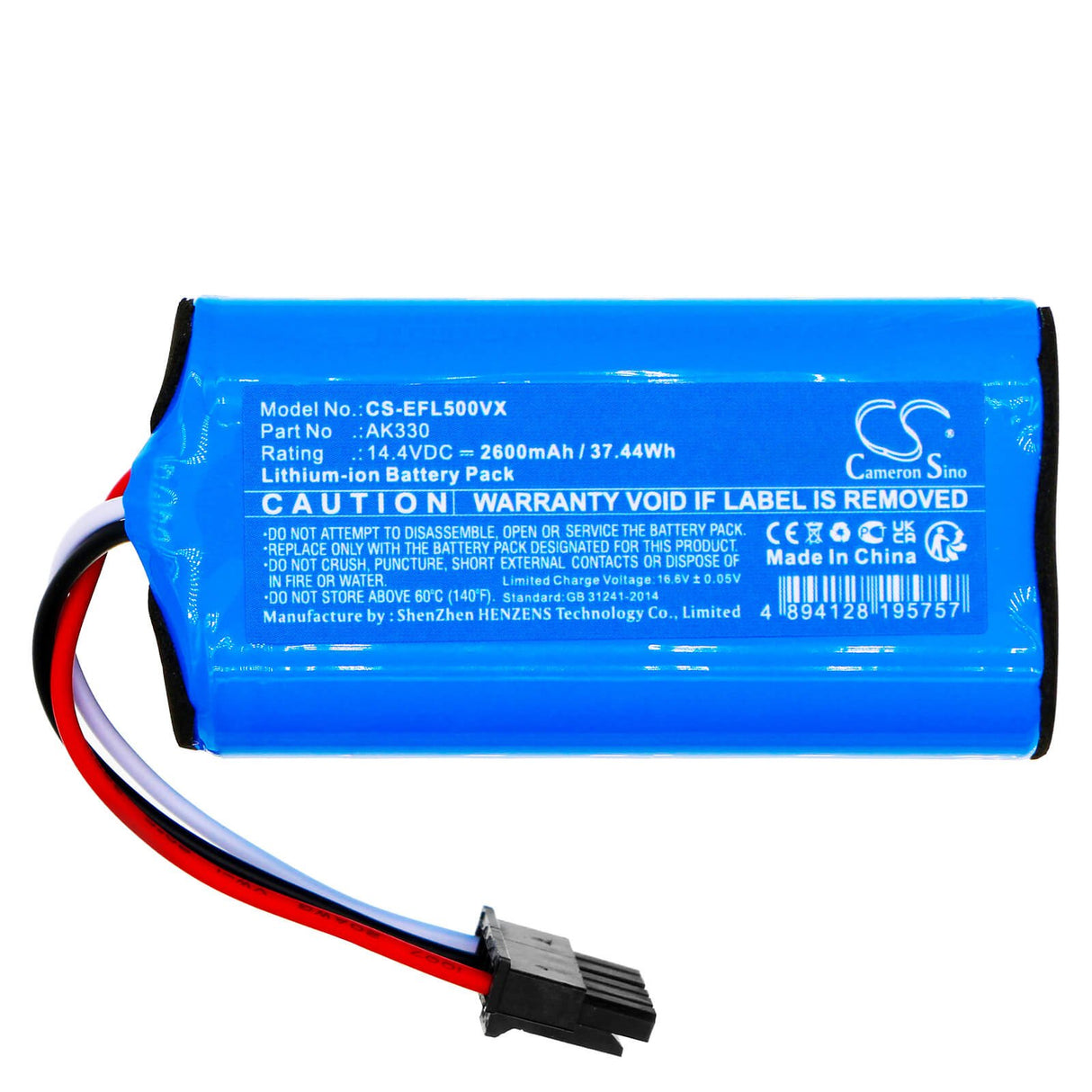 14.4V, Li-ion, 2600mAh, Vacuum battery fits Eufy, L50, L60, L60 Hybrid, 37.44Wh Vacuum Cameron Sino Technology Limited