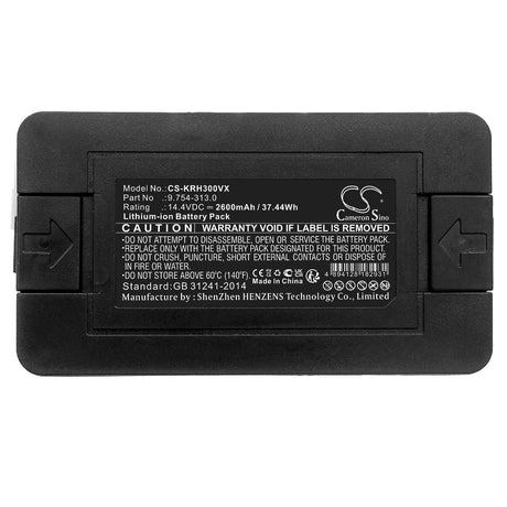 14.4V, Li-ion, 2600mAh, Vacuum battery fits Karcher, Rc3, 37.44Wh Vacuum Cameron Sino Technology Limited