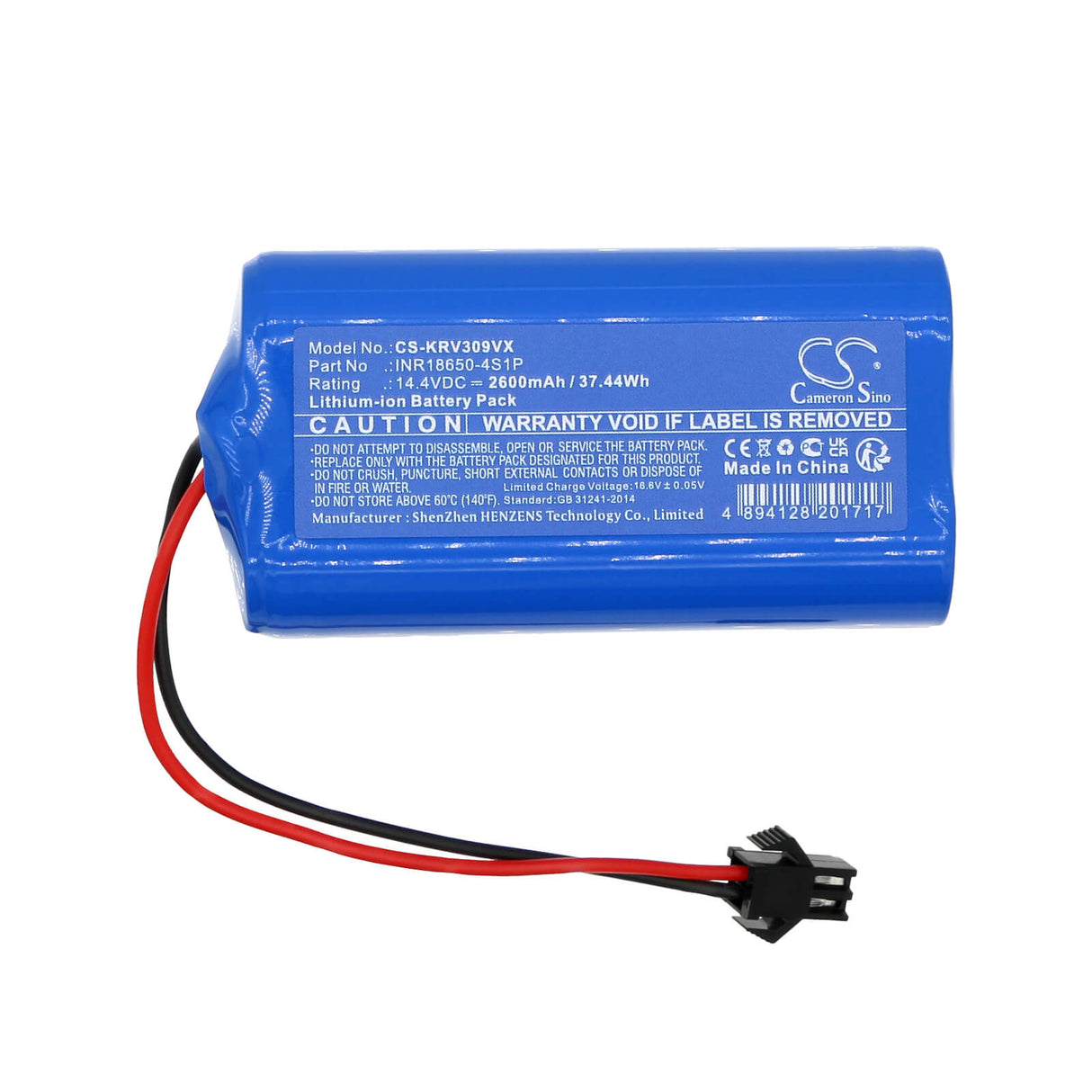 14.4V, Li-ion, 2600mAh, Vacuum Battery fits Klins, K185, K186, 37.44Wh Vacuum Cameron Sino Technology Limited