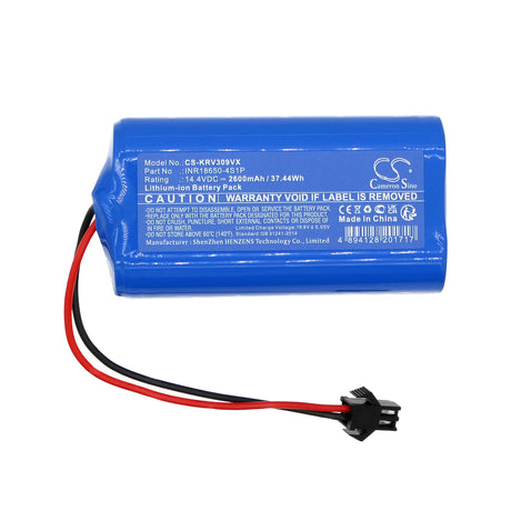 14.4V, Li-ion, 2600mAh, Vacuum Battery fits Klins, K185, K186, 37.44Wh Vacuum Cameron Sino Technology Limited