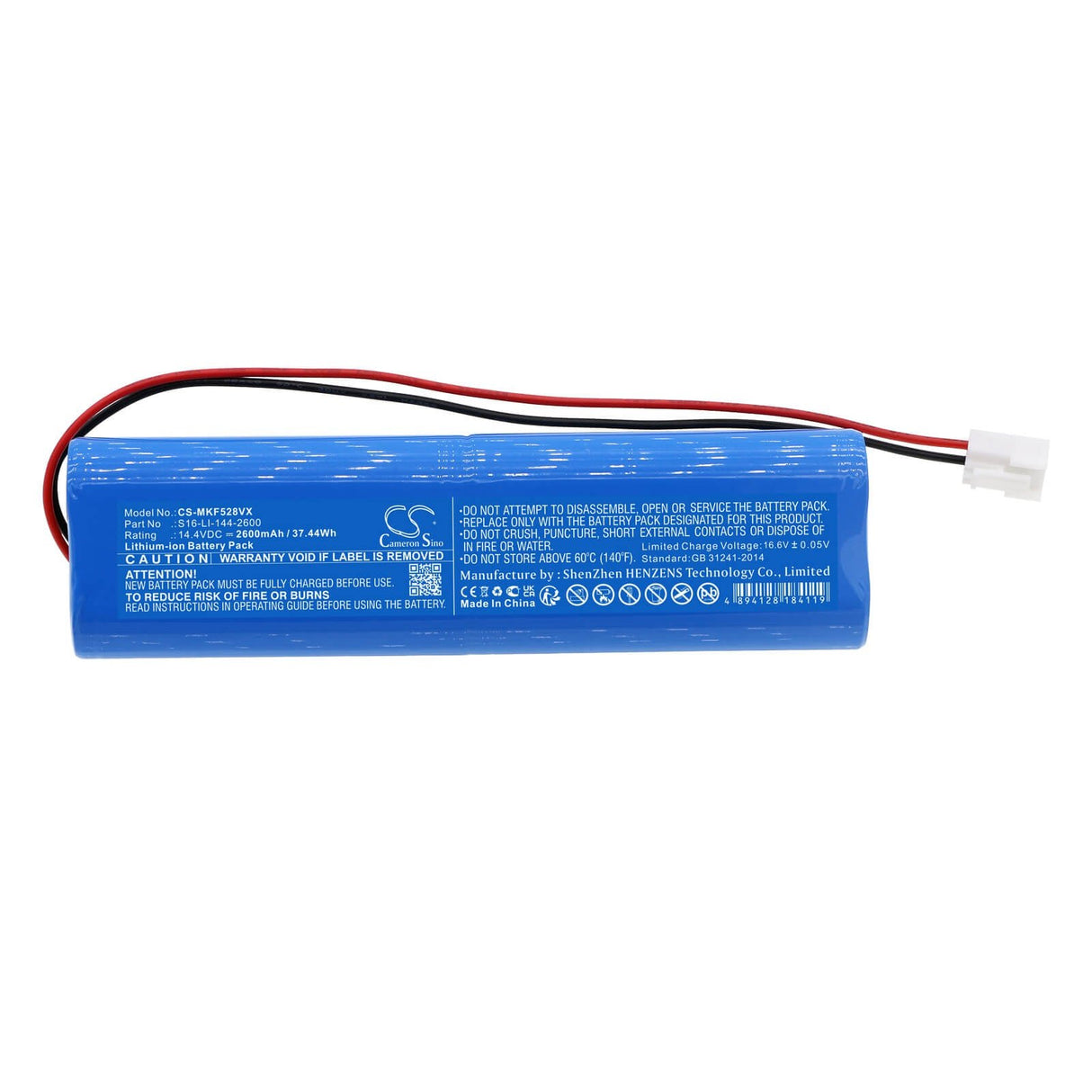14.4V, Li-ion, 2600mAh, Vacuum battery fits Marklive, F528a, 37.44Wh Vacuum Cameron Sino Technology Limited