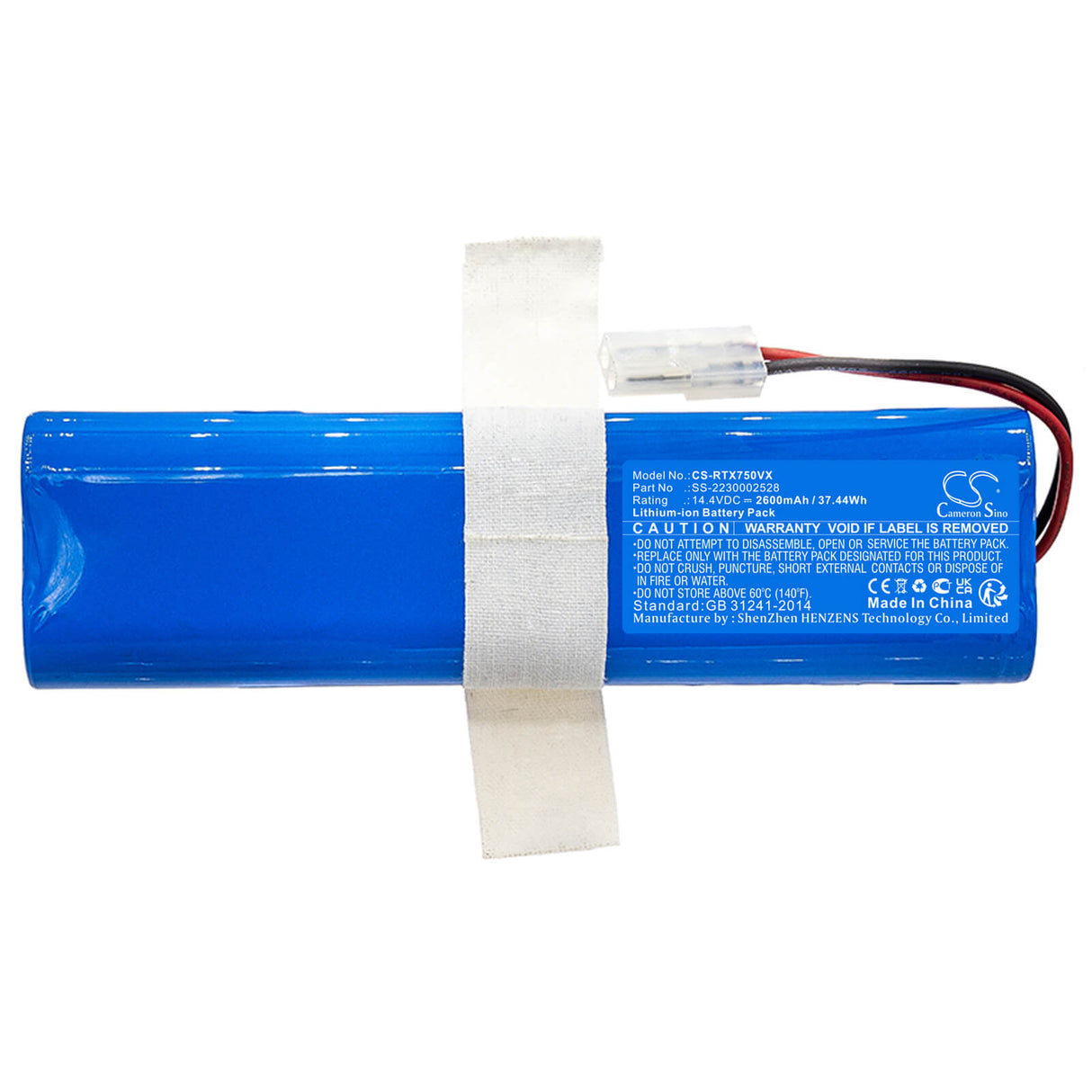 14.4V, Li-ion, 2600mAh, Vacuum battery fits Obh Nordica, Tefal, S6, S8, 37.44Wh Vacuum Cameron Sino Technology Limited