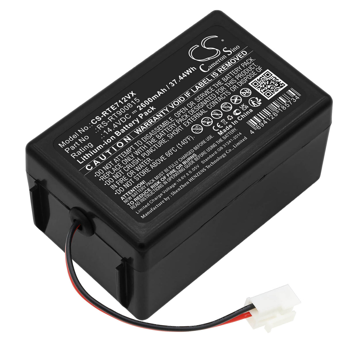 14.4V, Li-ion, 2600mAh, Vacuum battery fits Rowenta, Rr7126, Rr7133, Rr7145, 37.44Wh Vacuum Cameron Sino Technology Limited