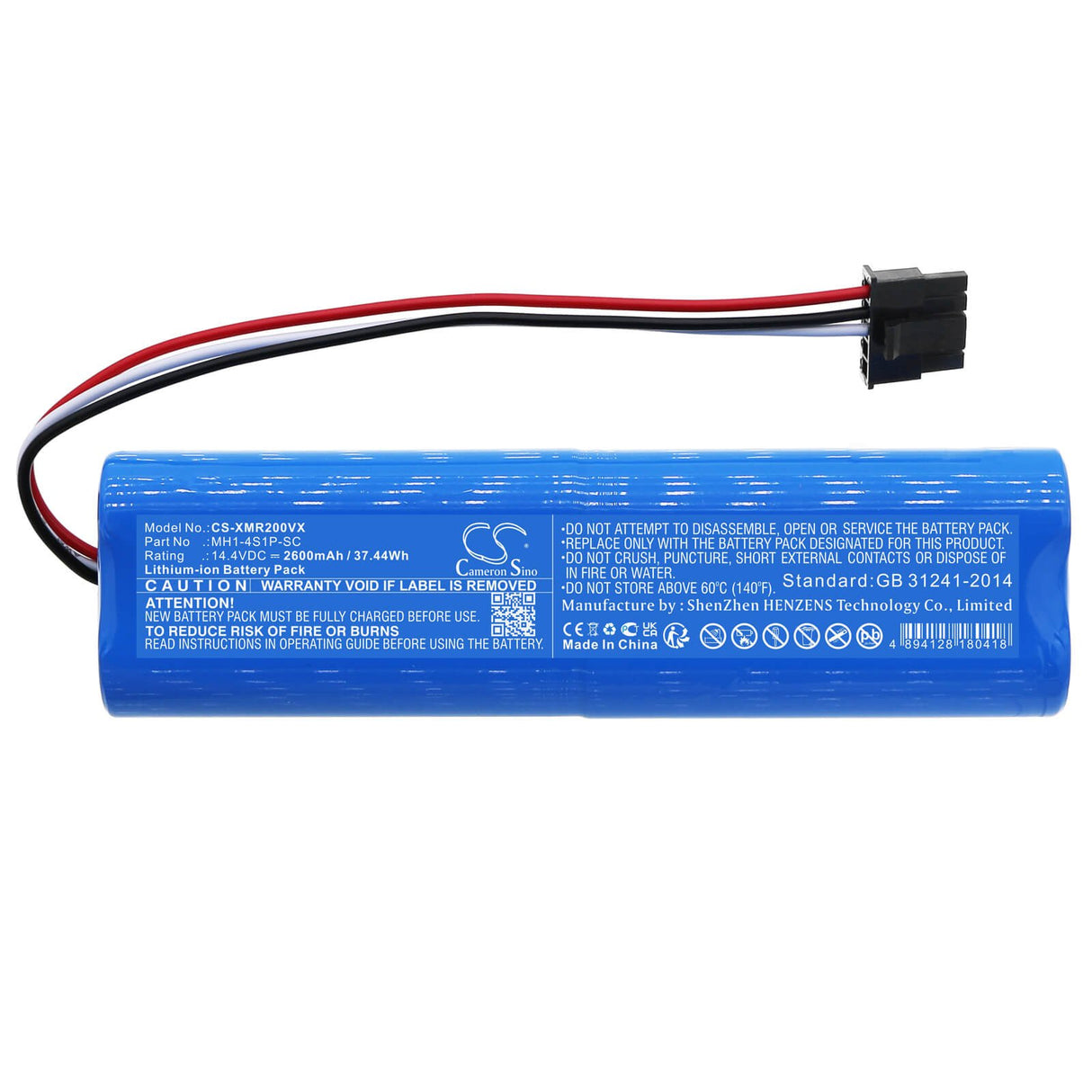 14.4V, Li-ion, 2600mAh, Vacuum battery fits Xiaomi, Viomi, Jx37 Sweeper, 37.44Wh Vacuum Cameron Sino Technology Limited