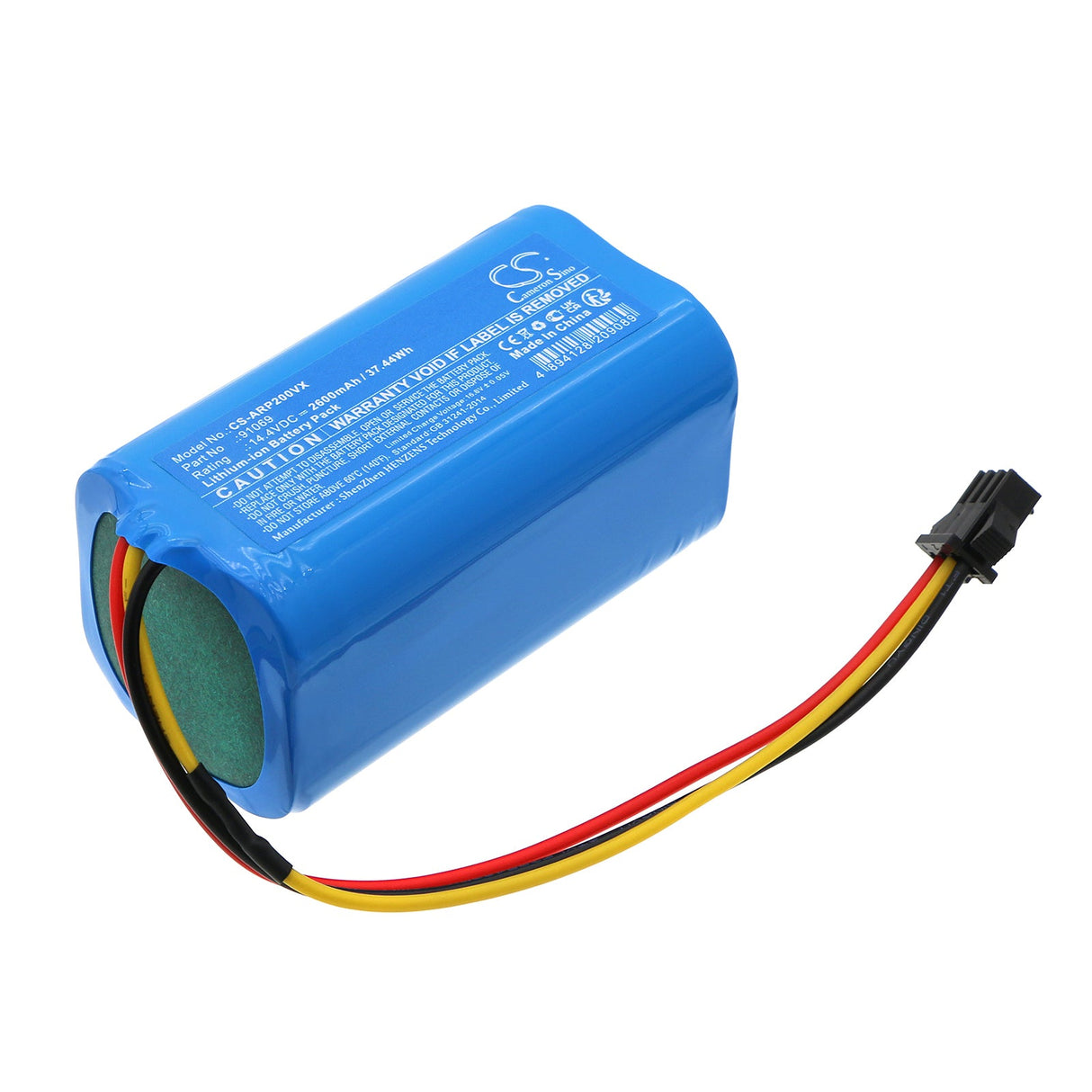 14.4V, Li-ion, 2600mAh, Vacuum battery fits Airrobo, P20, 37.44Wh Vacuum Cameron Sino Technology Limited