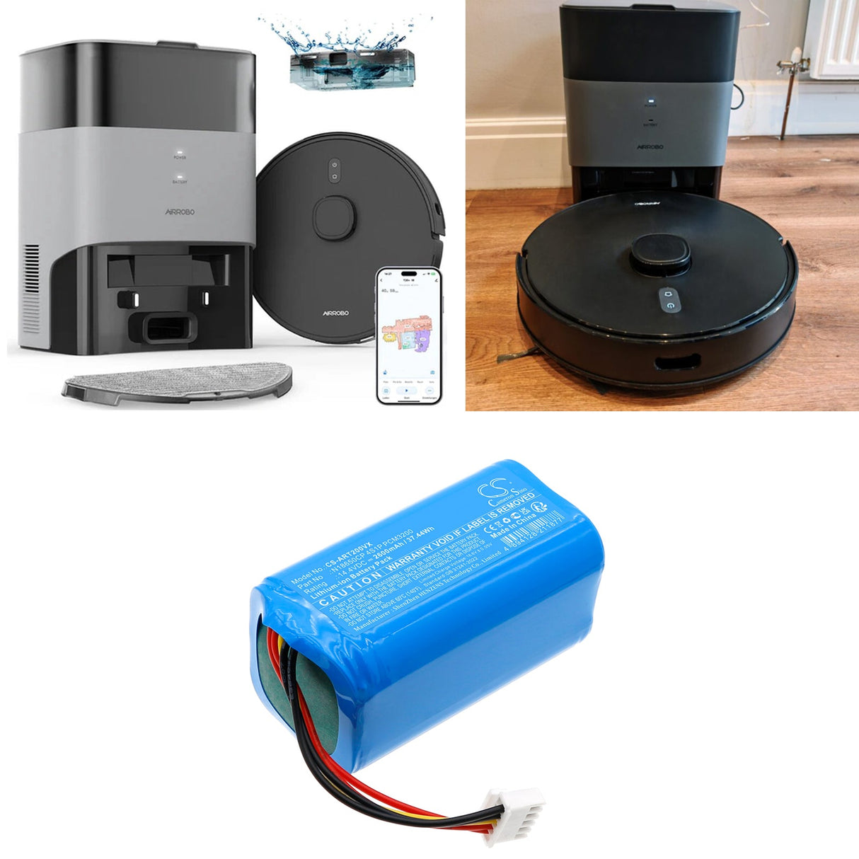 14.4V, Li-ion, 2600mAh, Vacuum battery fits Airrobo, T20+, 37.44Wh Vacuum Cameron Sino Technology Limited