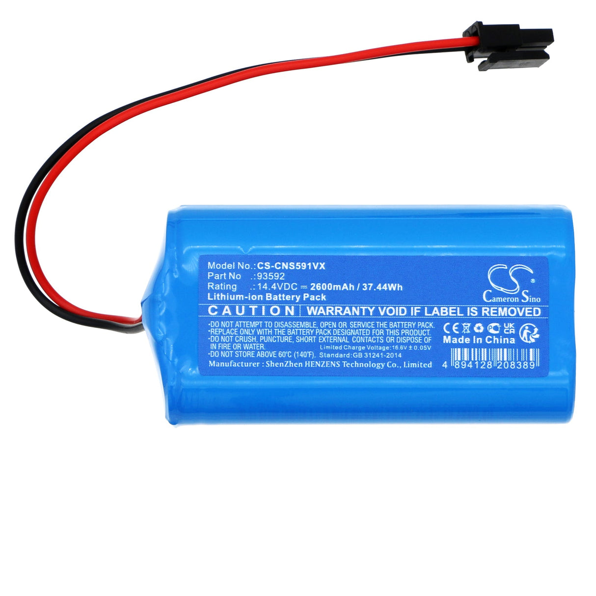 14.4V, Li-ion, 2600mAh, Vacuum battery fits Cecotec, Conga 5290 Ultra Home, 37.44Wh Vacuum Cameron Sino Technology Limited