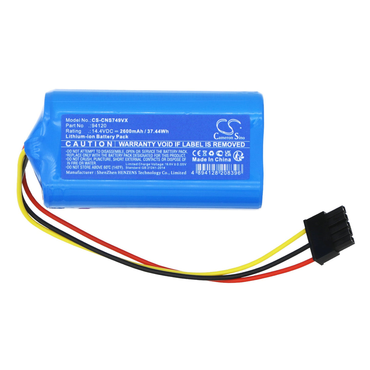 14.4V, Li-ion, 2600mAh, Vacuum battery fits Cecotec, Conga 7490 Immortal Genesis, Conga 7490 Ultimate, 37.44Wh Vacuum Cameron Sino Technology Limited
