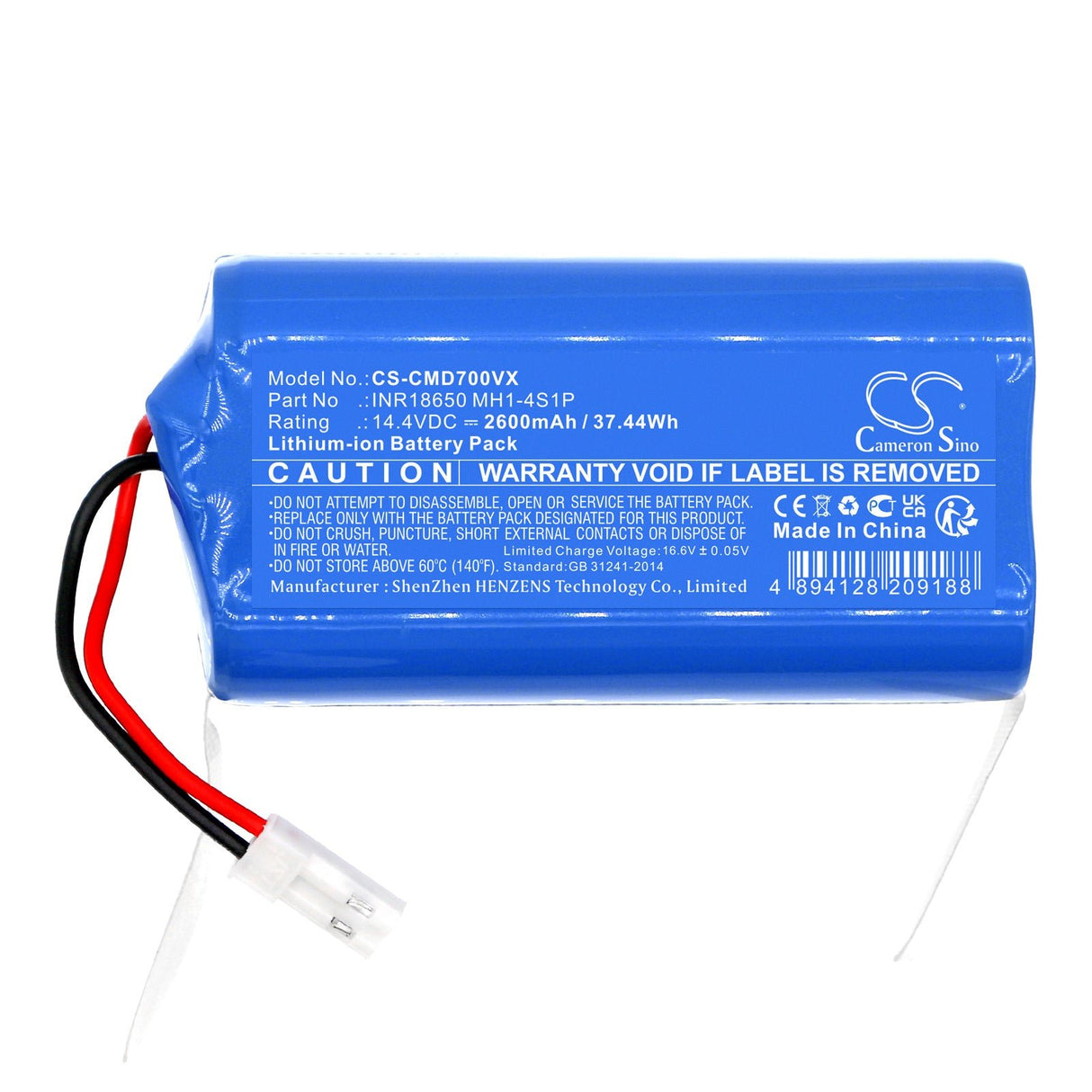 14.4V, Li-ion, 2600mAh, Vacuum battery fits Cleanmate, Lds700, 37.44Wh Vacuum Cameron Sino Technology Limited