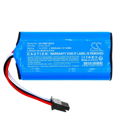 14.4V, Li-ion, 2600mAh, Vacuum battery fits Xiaomi, Z143-4s1p, E10, E10c, 37.44Wh Vacuum Cameron Sino Technology Limited