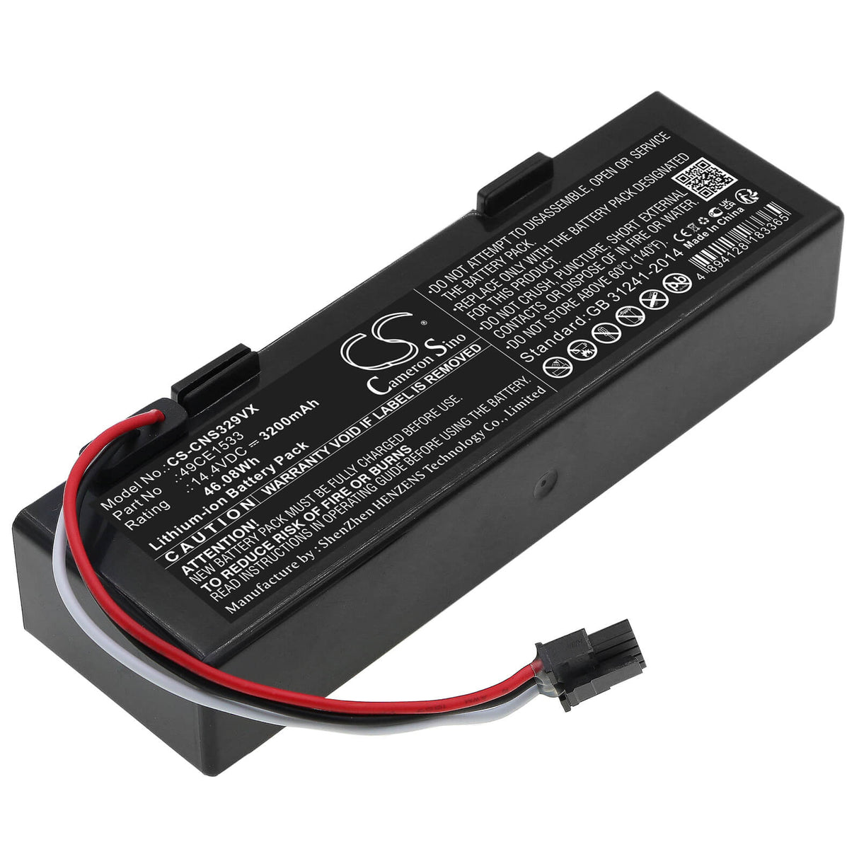 14.4V, Li-ion, 3200mAh, Vacuum battery fits Eta, Cecotec, Conga 3290, Conga 3390, Conga 3490, 46.08Wh Vacuum Cameron Sino Technology Limited