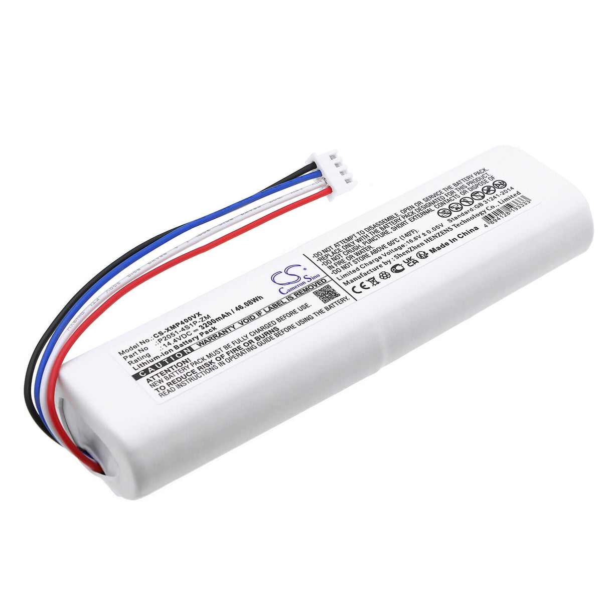 14.4V, Li-ion, 3200mAh, Vacuum battery fits Xiaomi, Mijia, Stytj04zhm, Sweeping Vacuum Cleaner 2c, 46.08Wh Vacuum Cameron Sino Technology Limited