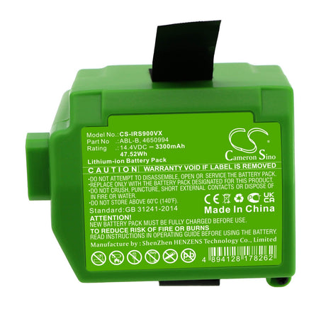 14.4V, Li-ion, 3300mAh, Vacuum battery fits Irobot, Roomba S9, Roomba S9+, S955020, 47.52Wh Vacuum Cameron Sino Technology Limited