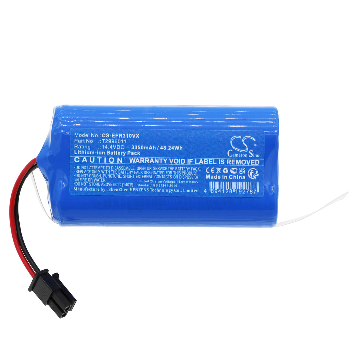 14.4V, Li-ion, 3350mAh, Vacuum battery fits Eufy, Ultenic, L35 Hybrid, L35 Hybrid+, Lr20, 48.24Wh Vacuum Cameron Sino Technology Limited