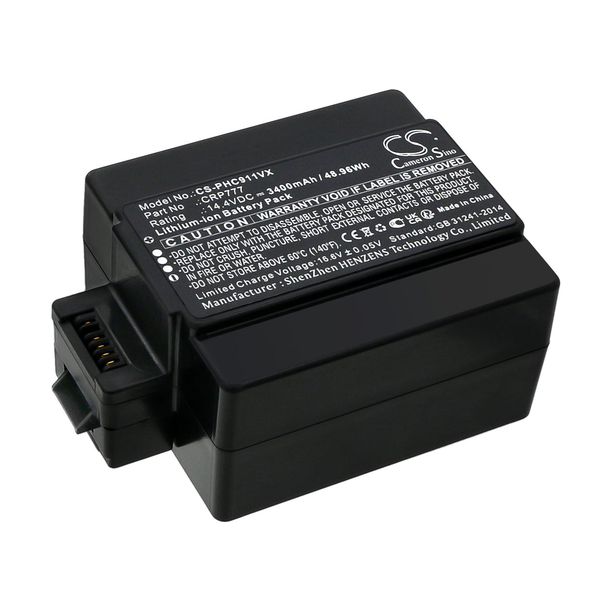 14.4v, Li-ion, 3400mah, Vacuum Battery Fits Iclebo & Philips Free, Plus, 48.96wh Vacuum Cameron Sino Technology Limited   