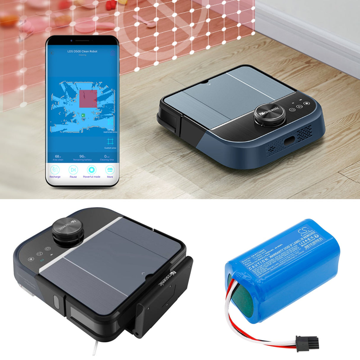 14.4V, Li-ion, 3400mAh, Vacuum battery fits Proscenic, D500, D550, 48.96Wh Vacuum Cameron Sino Technology Limited