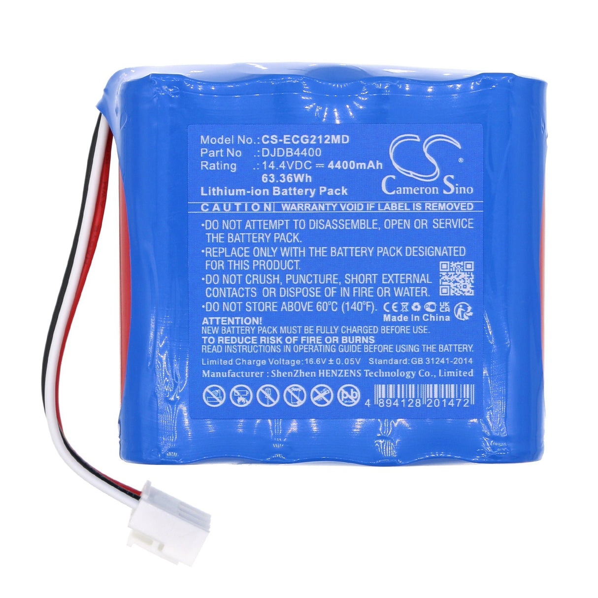14.4V, Li-ion, 4400mAh, Medical battery fits Cmics, Djdb4400, Ecg-1212, 63.36Wh Medical Cameron Sino Technology Limited (Medical)