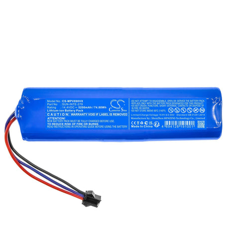 14.4V, Li-ion, 5200mAh, Vacuum battery fits Mamibot, Exvac 890, Garlyn Sr-800 Max, 74.88Wh Vacuum Cameron Sino Technology Limited