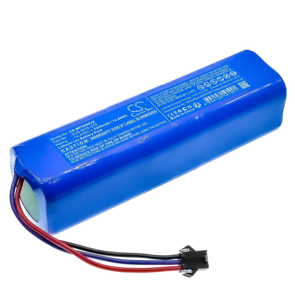 14.4V, Li-ion, 5200mAh, Vacuum battery fits Mamibot, Exvac 890, Garlyn Sr-800 Max, 74.88Wh Vacuum Cameron Sino Technology Limited
