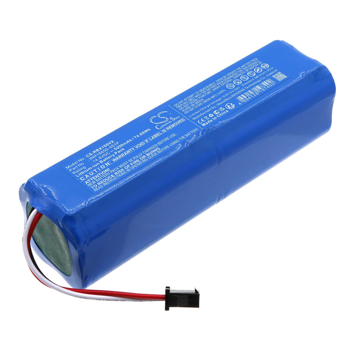14.4V, Li-ion, 5200mAh, Vacuum battery fits Robojet, Force, X-level, 74.88Wh Vacuum Cameron Sino Technology Limited