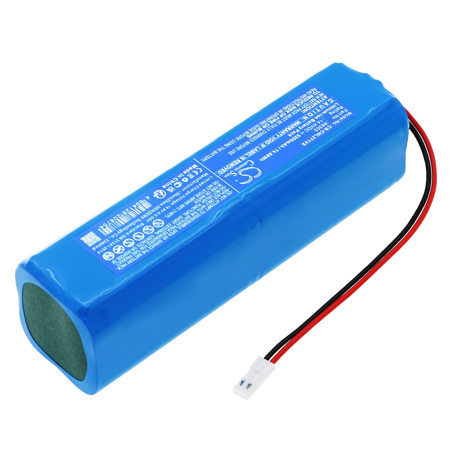 14.4V, Li-ion, 5200mAh, Batterie d'aspirateur compatible avec Ikohs Create, Netbot Ls23+, Connecteur Type 2, 74.88Wh Aspirateur Cameron Sino Technology Limited