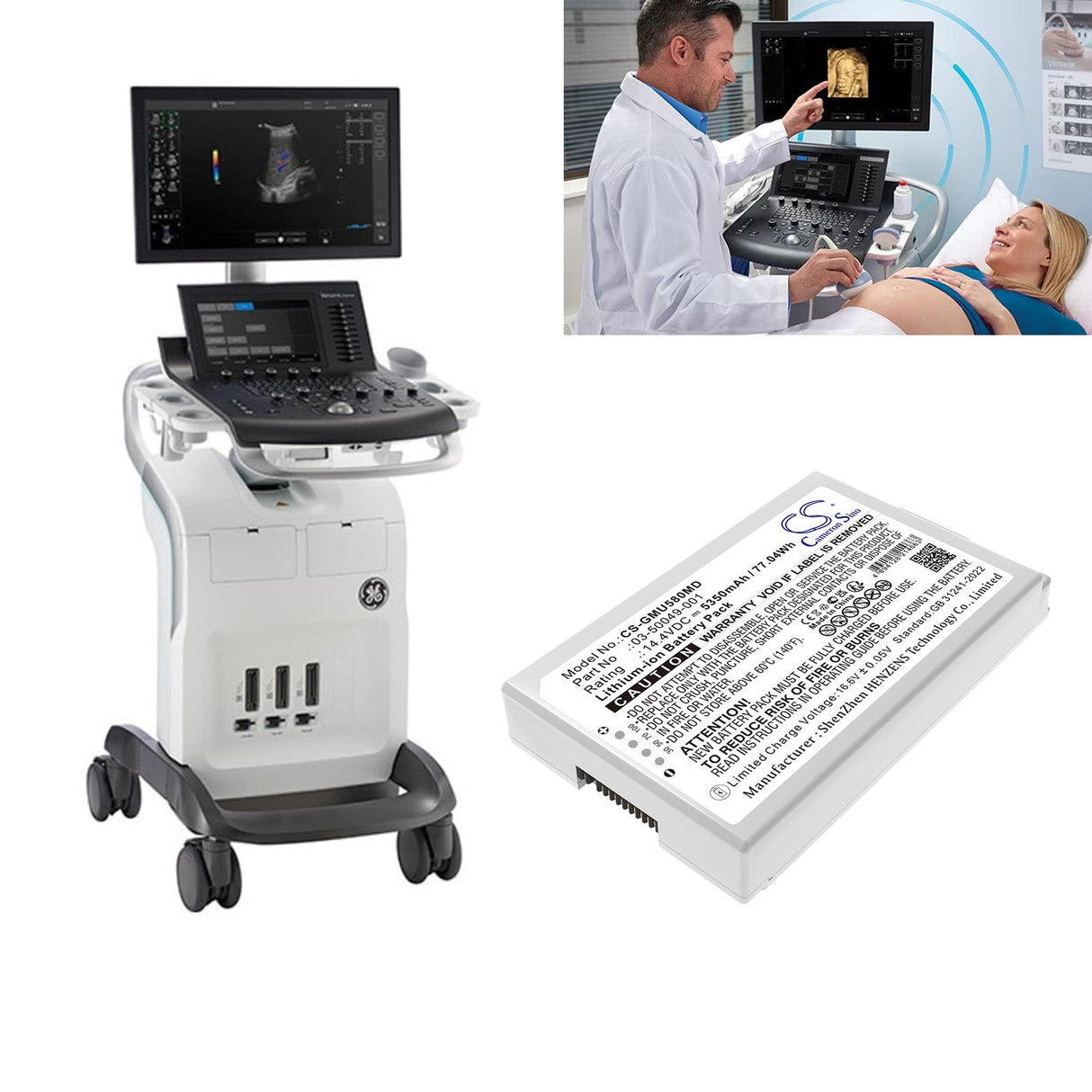 14.4V, Li-ion, 5350mAh, Medical battery fits Ge, 03-50049-001, Versana Ultrasound, 77.04Wh Medical Cameron Sino Technology Limited (Medical)