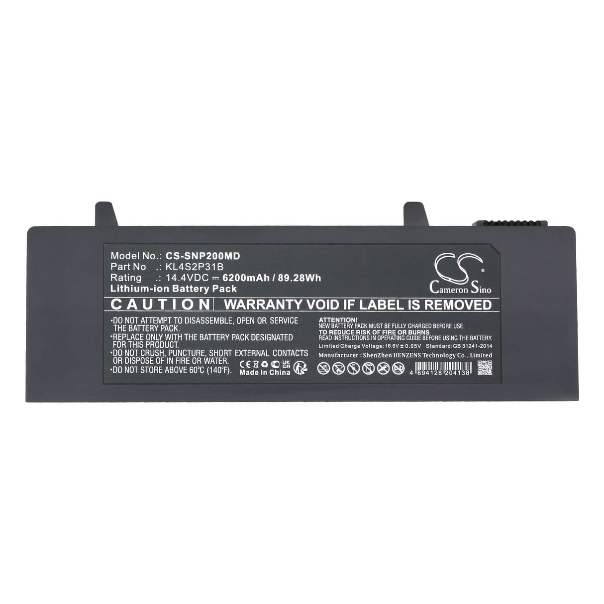 14.4V, Li-ion, 6200mAh, Medical battery fits Sonoscape, Kl4s2p31b, E1 Exp, E2, 89.28Wh Medical Cameron Sino Technology Limited (Medical)