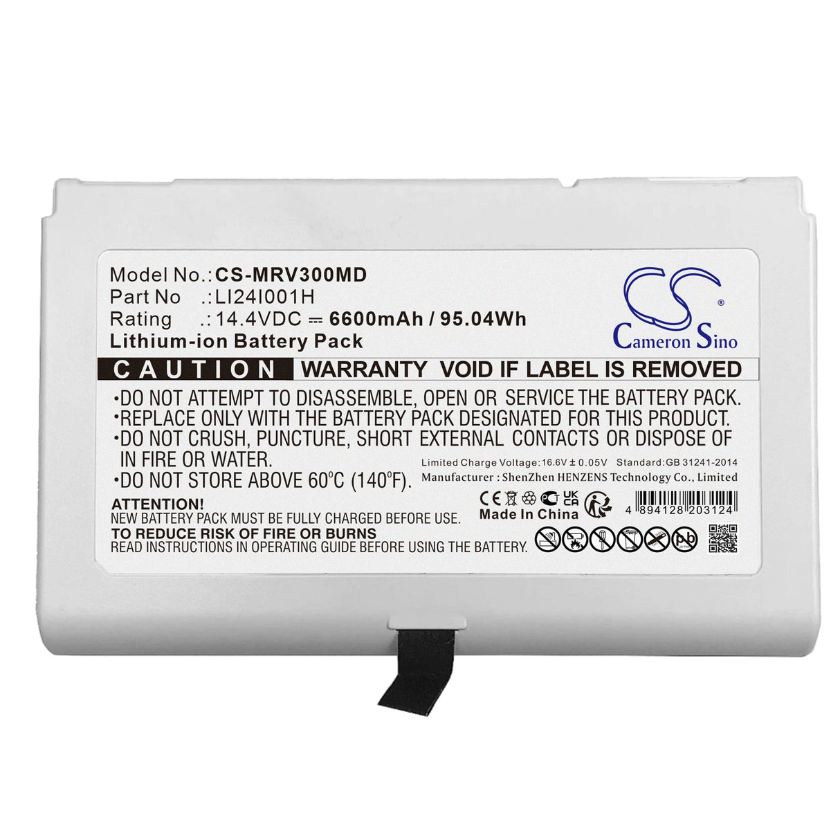 14.4V, Li-ion, 6600mAh, Medical battery fits Mindray, Li24i001h, Consona N9, Me7, 95.04Wh Medical Cameron Sino Technology Limited (Medical)