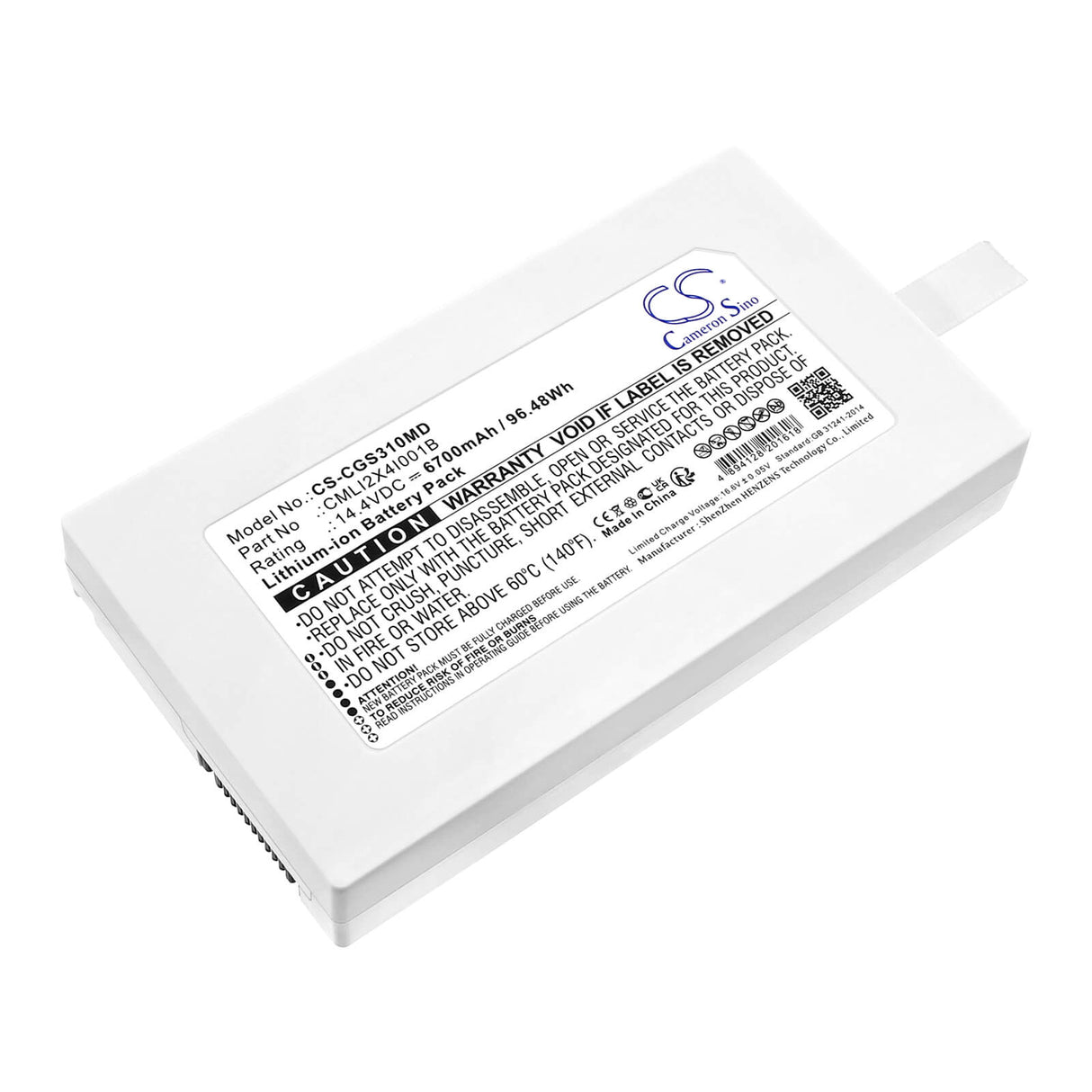 14.4V, Li-ion, 6700mAh, Medical battery fits Comen, Cmli2x4i001b, V3, V3a, 96.48Wh Medical Cameron Sino Technology Limited (Medical)