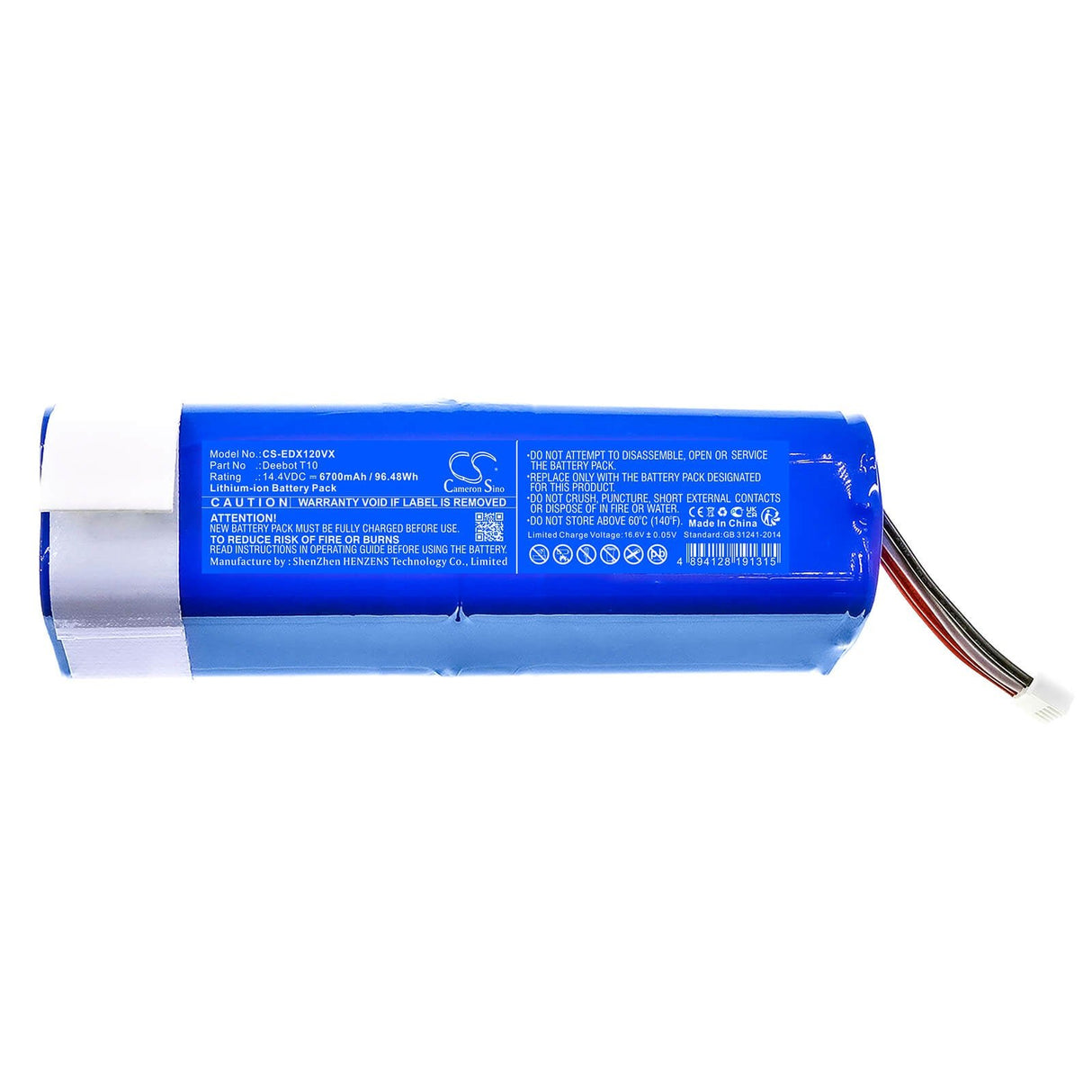 14.4V, Li-ion, 6700mAh, Vacuum battery fits Ecovacs, Deebot T10, Deebot T10 Plus, Deebot T10 Turbo, 96.48Wh Vacuum Cameron Sino Technology Limited